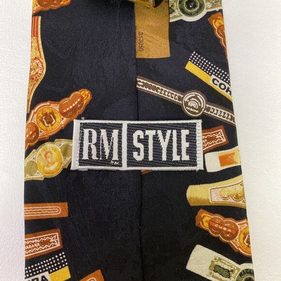 RM Style Ralph Marlin Cohiba Habana Cigar Graphic Tie 100% Silk Cuban - Picture 4 of 7